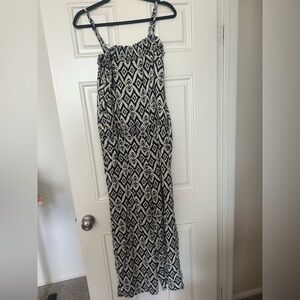 INC International Concepts Black and Cream Geometric Jumpsuit size L